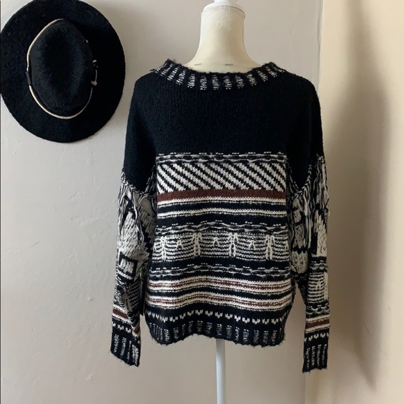 nwt // cliché fringe textured cotton blend sweater - Picture 3 of 12